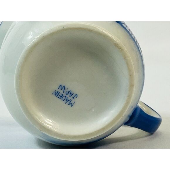 Vintage Windmill Blue White Creamer Milk Pitcher Japan Serving Farmhouse - Picture 7 of 9